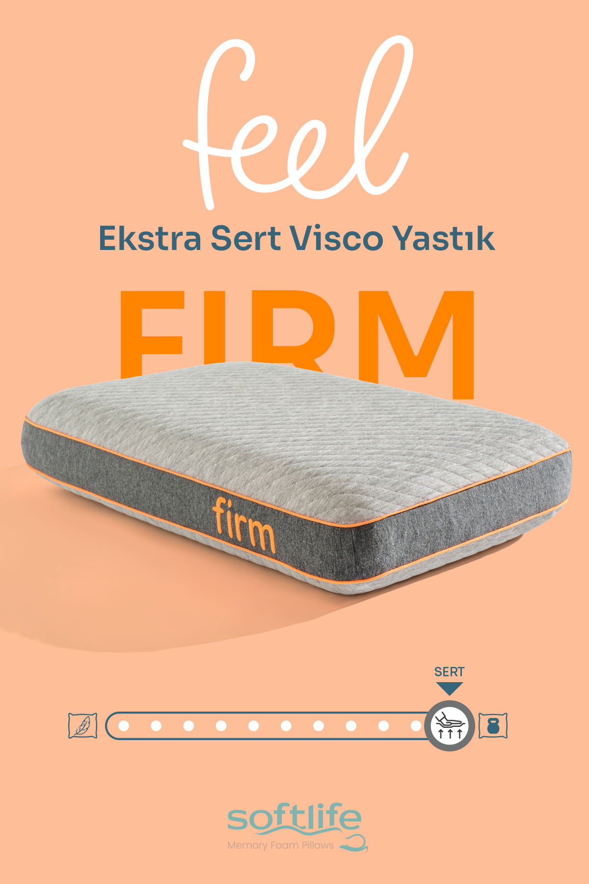 Firm2 Feel Firm Visko Yastık - Ekstra Sert Visco Ortopedik Yastık 60x40x12cm - Görsel 1
