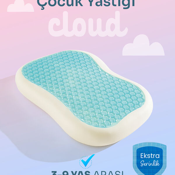 Cloud Serinleten Visco Çocuk Yastığı Jelli Visco Yastık Uyku Arkadaşı Serinleten Yastık 45x30x8 cm