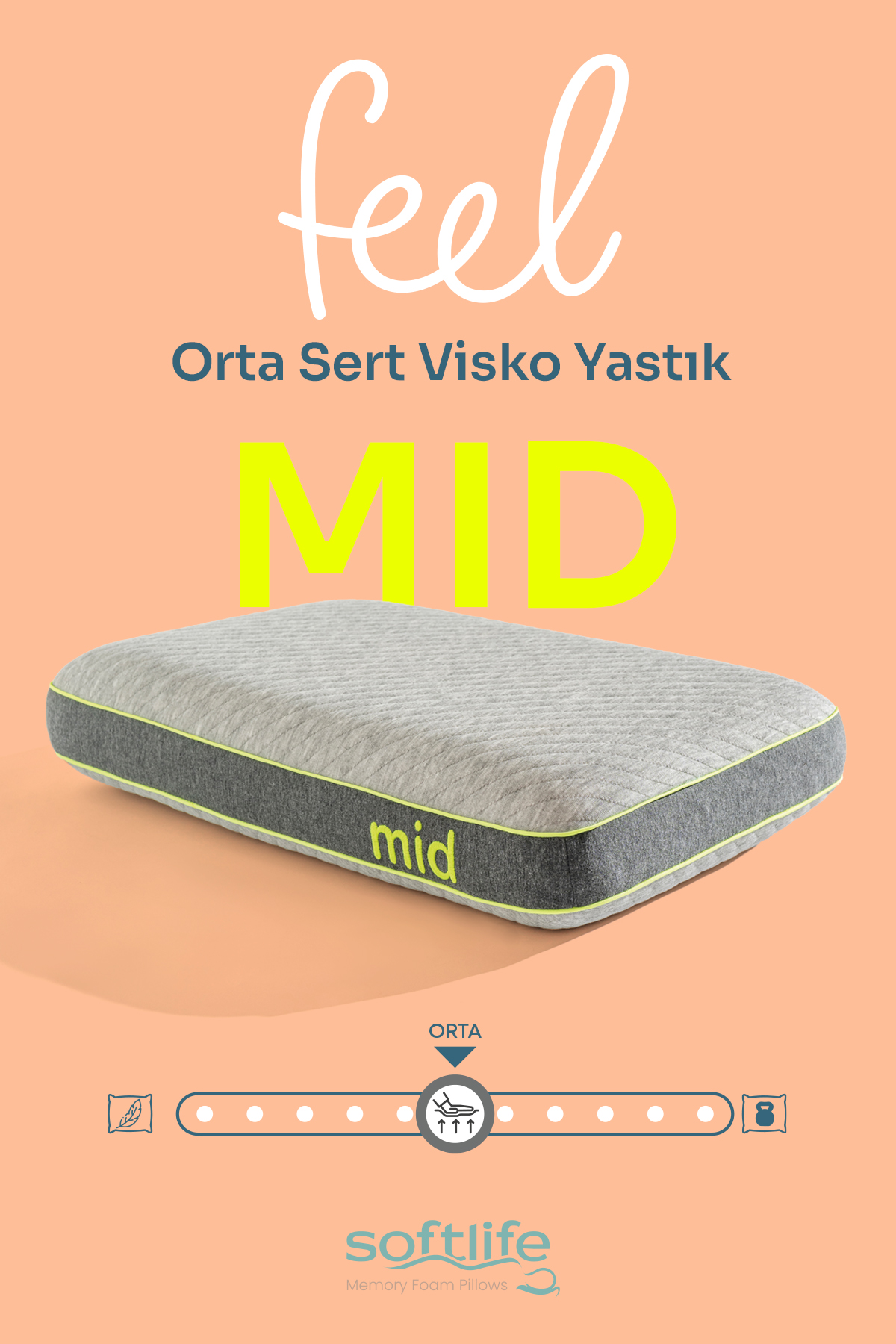 MID1 Feel Mid Visko Yastık - Orta Sert Visco Ortopedik Yastık 60x40x12cm - Görsel 1