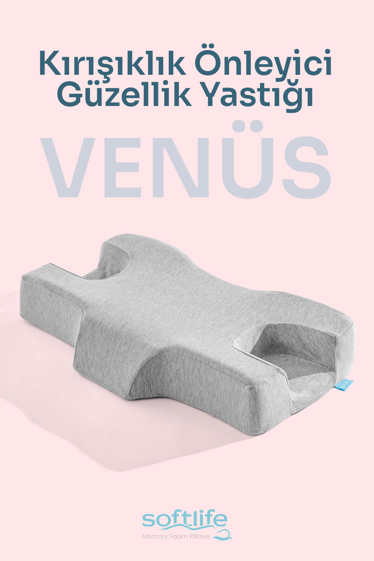 Venus1 Venüs Kırışıklık Önleyici Güzellik Yastığı - Ortopedik Visco Beauty Yastık 62x38x10cm - Görsel 1