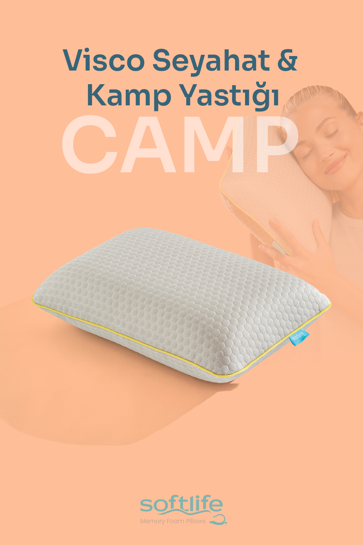 Camp1 CAMP Ortopedik Visco Seyahat ve Kamp Yastığı 37x26x10cm - Görsel 1