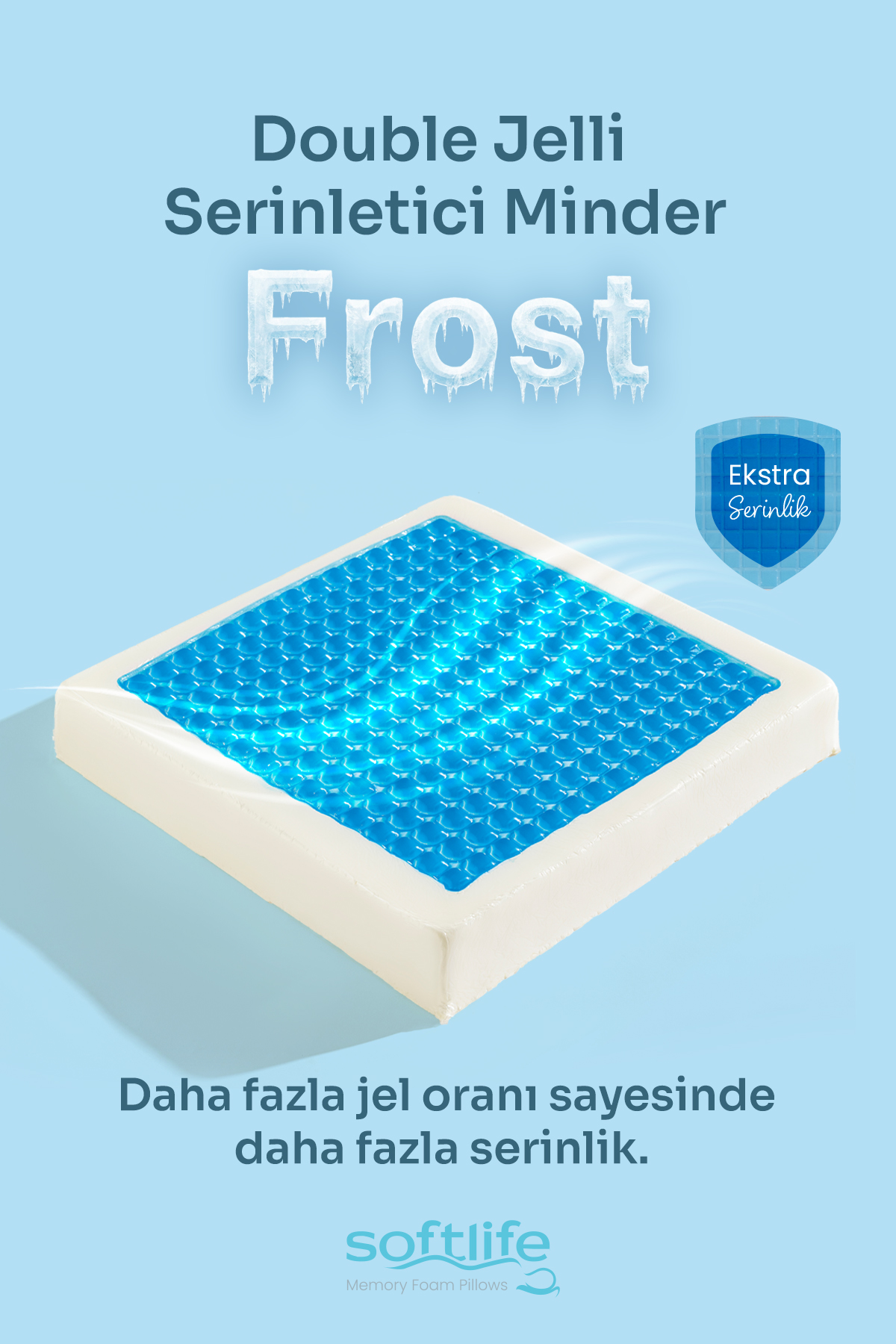 Frost1 FROST Double Jelli Visco Tekerlekli Sandalye Minderi Visko Kare Oturma Minderi 45*43*7cm - Görsel 1