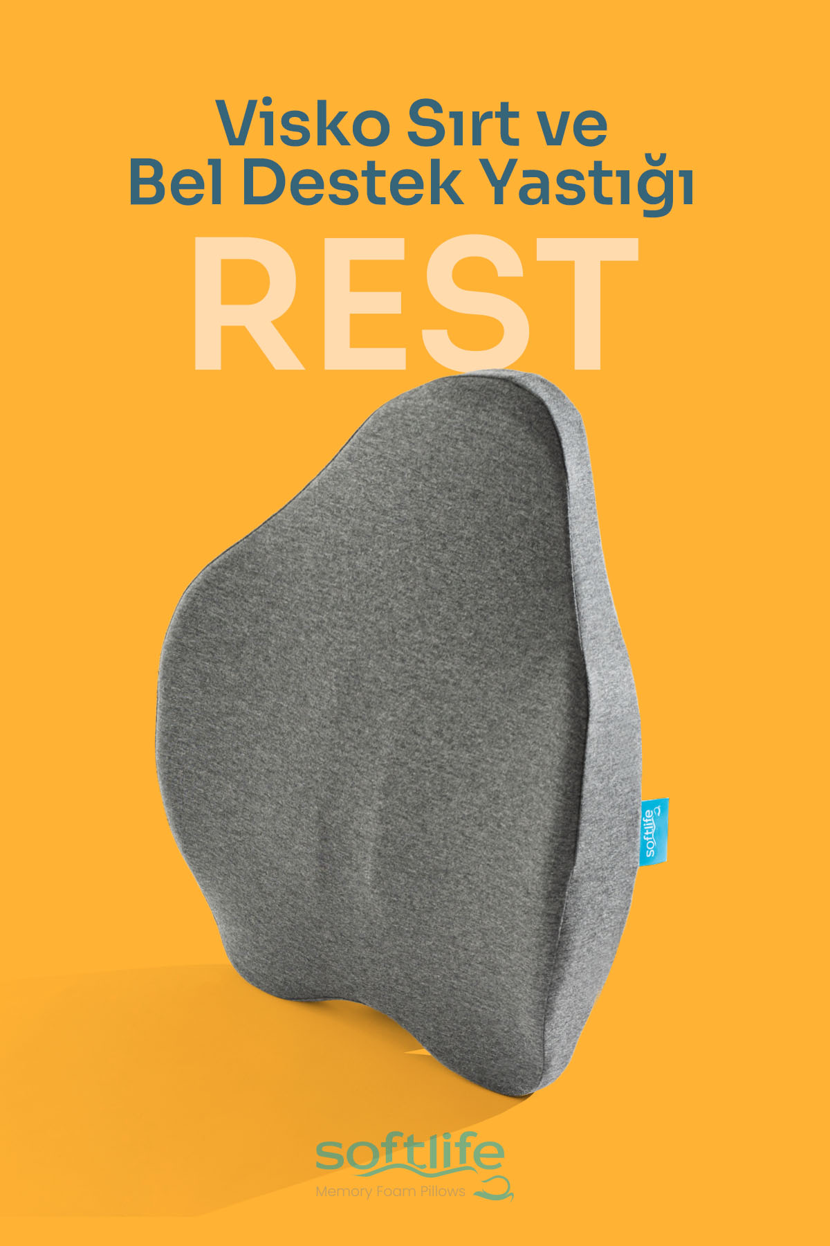Rest1 REST Ortopedik Visco Sırt ve Bel Destek Yastığı Bel Destek Minderi 54x42x9 Cm - Görsel 1