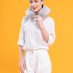 Softlife Klasik Visco Seyahat Yastığı Kadife Boyun Yastığı Gri - 31x27x10 cm