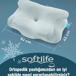 NOVA ICE Serinletici Kılıflı Visco Soğuk Yastık Ortopedik Boyun Destekli Memory Foam Ergonomik Yastık 62x42x13/10cm