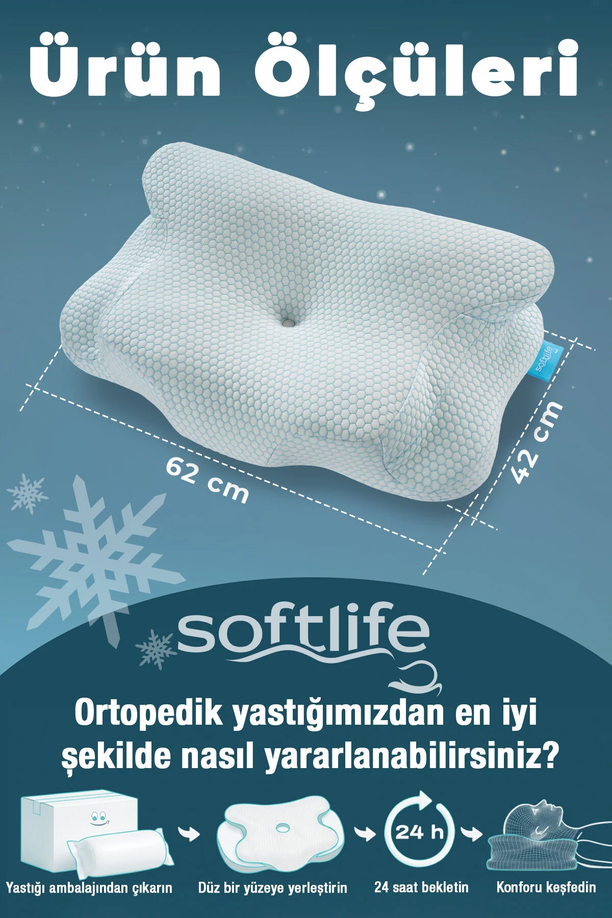 Softlife-Visco-NOVA ICE Serinletici Kılıflı Visco Soğuk Yastık Ortopedik Boyun Destekli Memory Foam Ergonomik Yastık 62x42x13:10cm-8 NOVA ICE Serinletici Kılıflı Visco Soğuk Yastık Ortopedik Boyun Destekli Memory Foam Ergonomik Yastık 62x42x13/10cm - Görsel 1